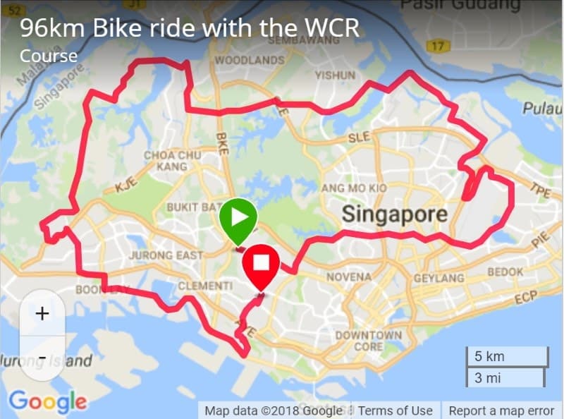 Map of bike ride
