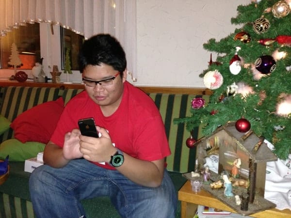Markus checking his presents 2012